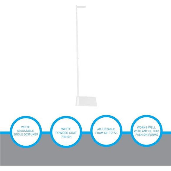 Adjustable White Costumer Stand – Single Arm Clothes Rack - Retail Clothing - Picture 3 of 8